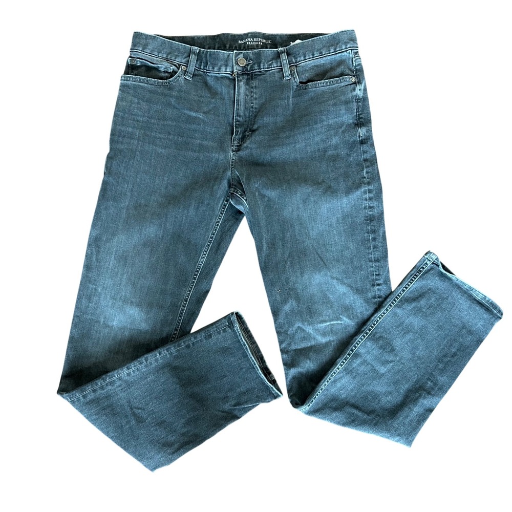 Banana Republic Traveler Jeans Men Gray Granite Washwell Slim Straight 34x34